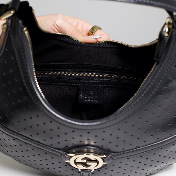 Gucci Black Perforated Leather Reins Hobo Bag (Tom Ford Era) - Picture 7 of 16